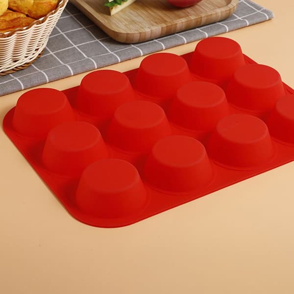 Silikon Muffinform Non-Stick 12 Koppar Muffinform Jumbo Röd KLB