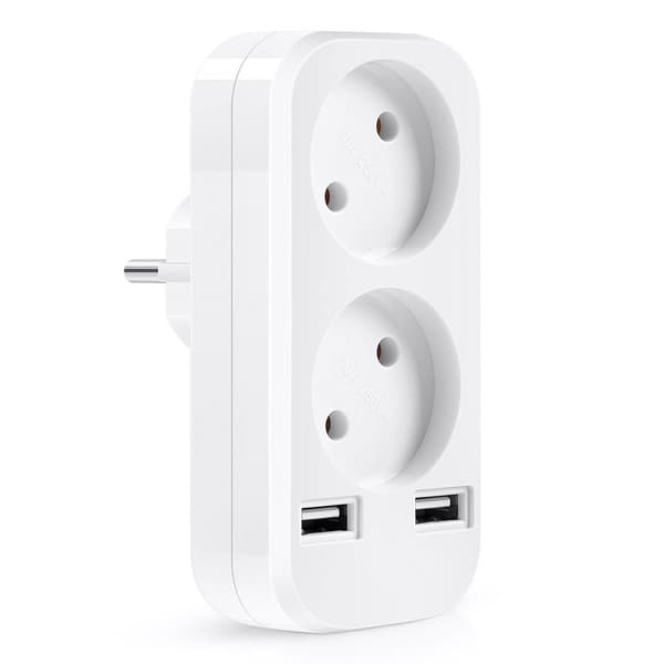 Europeisk stil Dual USB 5V 2A uttag pluggadapter
