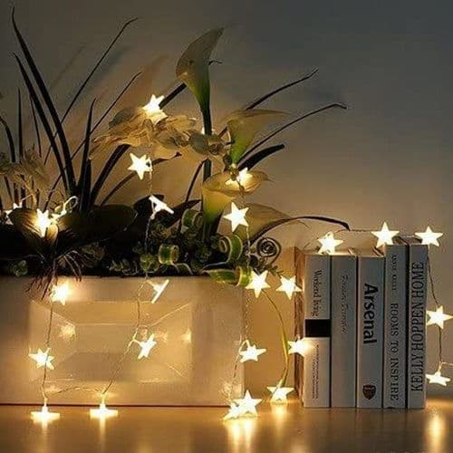 LED-feelysslynger stjerner 30 stk. batteridrevet til fest, have,