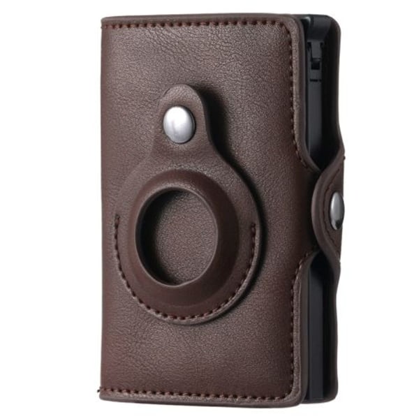 FY2108 Tracker plånbok metallkorthållare för Air Tag-Crazy Horse (brun)