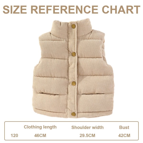 Varm puffer väst med huva för flickor och pojkar ytterkläder med beige KLB