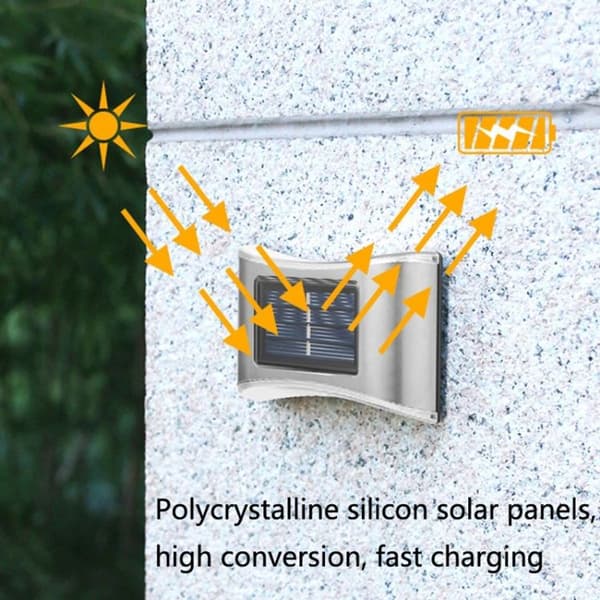 6 LED Solcellehavevæglamper i Rustfrit Stål Op og Ned (Varmt Lys)