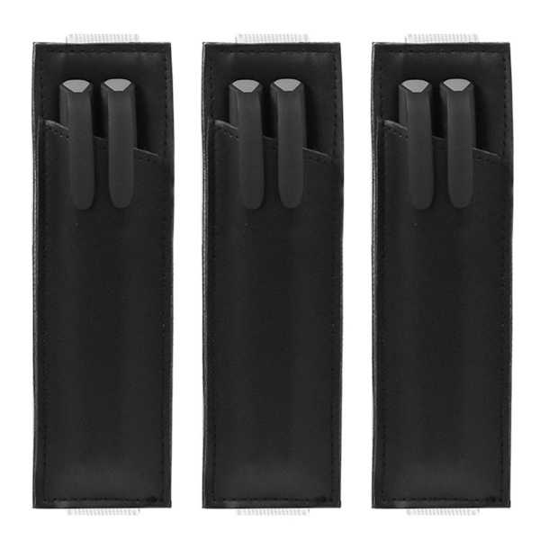 3-pack pennfodral i läder, pennfodral i läder, elastiskt svart