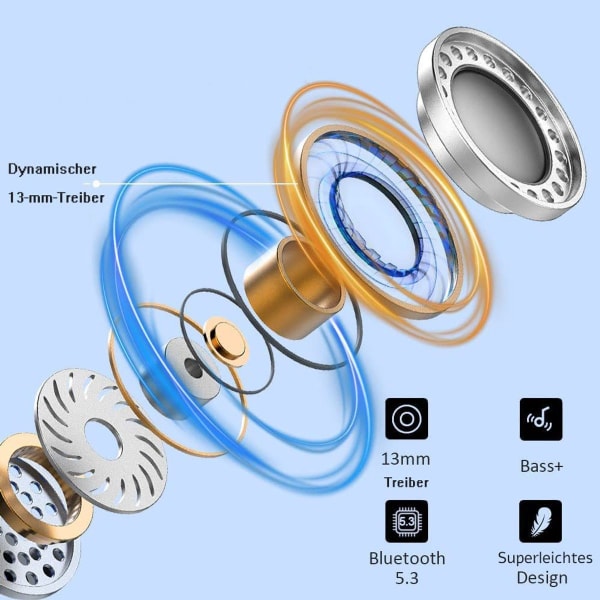 Bluetooth 5.3 hodetelefoner in-ear hodetelefoner trådløs Bluetooth KLB