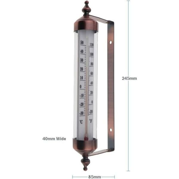 Snygg trädgårdstermometer i bronsdesign, lämplig