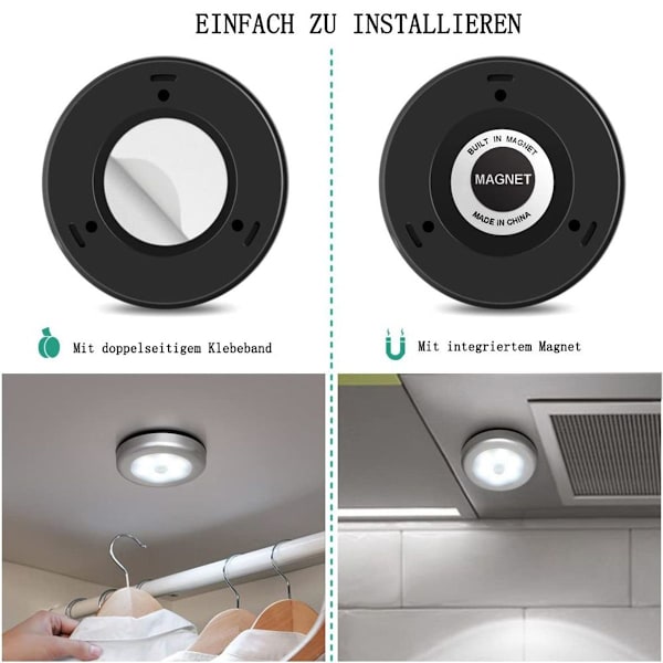 Nattlys med bevegelsessensor, 6 LED bevegelsessensor lys skaplys, KLB