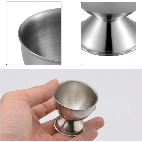 Äggkoppar i rostfritt stål, set om 4, för restaurang, hem, kök, födelsedag, bröllop, jul, nyår, fest, bordsdekoration, silver