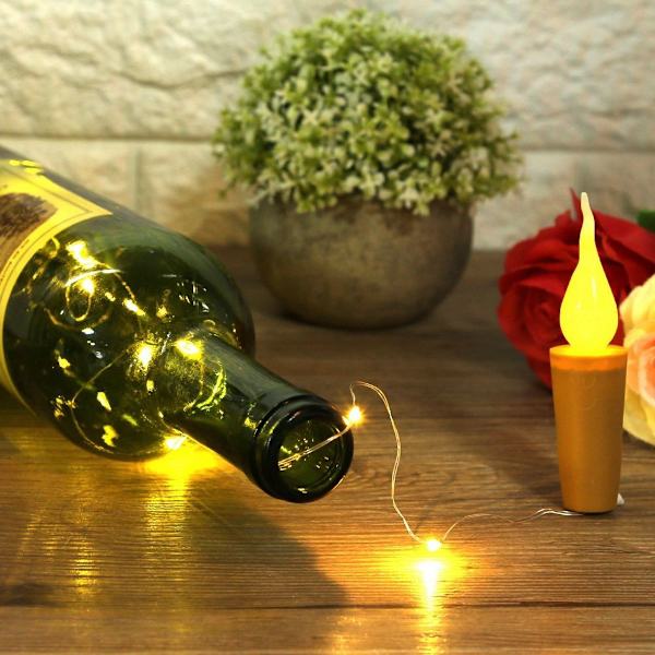 10-pack korkformade ljusslingor, flaskpropp, LED-lampa, batteri KLB