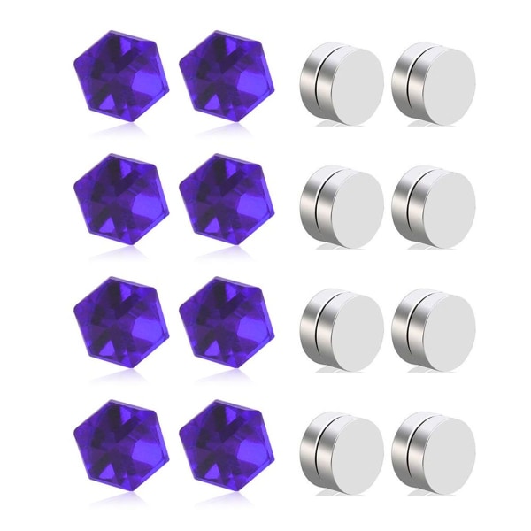 4 paria vesikuutiomagneetteja timanttivärinen valkoinen kivi kristalli syvä violetti KLB