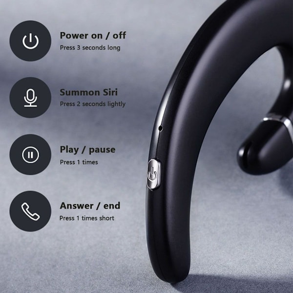 Bluetooth-hovedtelefoner med ørekrog, headset uden sort