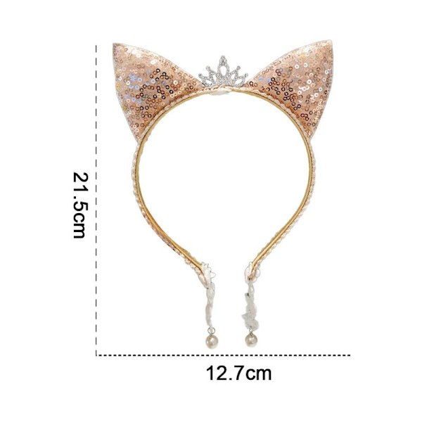 Glittrande diadem med kattöron i paljetter för flickor - Födelsedagsform4