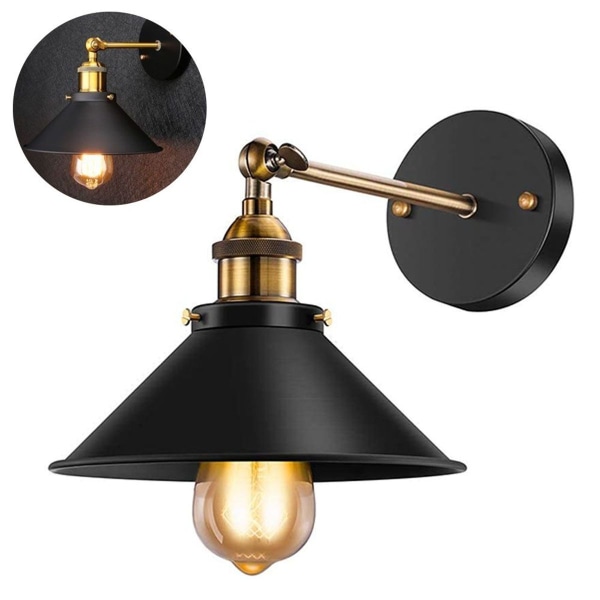 Vintage vägglampa Kreativ vägglampa Roterbar Metallvägg Svart 2 KLB