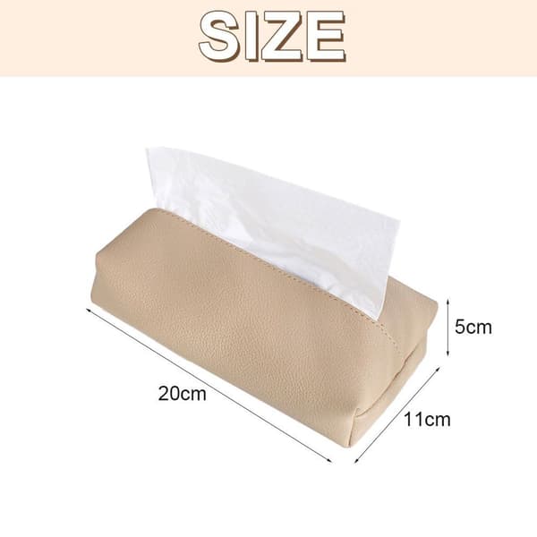 Rektangulær servietboksbetræk, læderservietboksholder, serviet beige