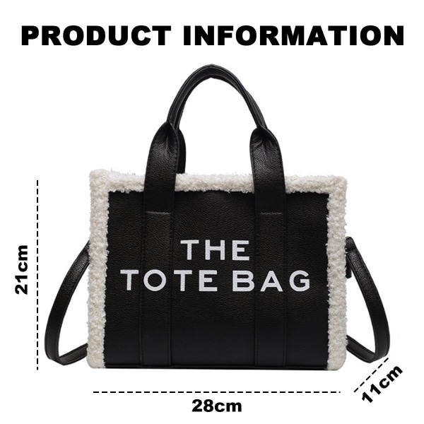 Tote bag for kvinner, PU skinn tote bag med svart KLB