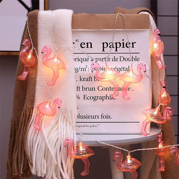 Rosa Flamingo LED-ljusslingor för utomhusbruk 3m Set med 20 KLB