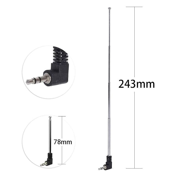 FM-antenne TV teleskopantenne 3,5 mm adapter radioantenne til TV FM AM KLB