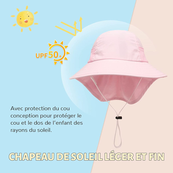Baby Solhatt Flicka Pojke Halshatt Skydd Barn Andningsbar Hinkhatt Baby Flicka Strandhatt Småbarn Sommarhatt Rosa Storlek M(2-6 År)