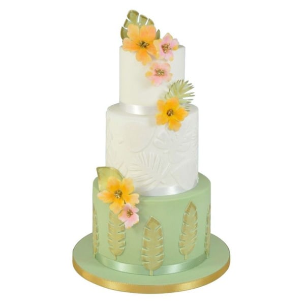 2 sett med 4 i 1 tropiske blader fondantkakeform kakeform