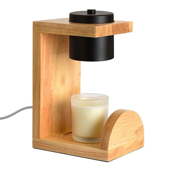 Ljuslykta med dimmer, glas, metall, trä KLB