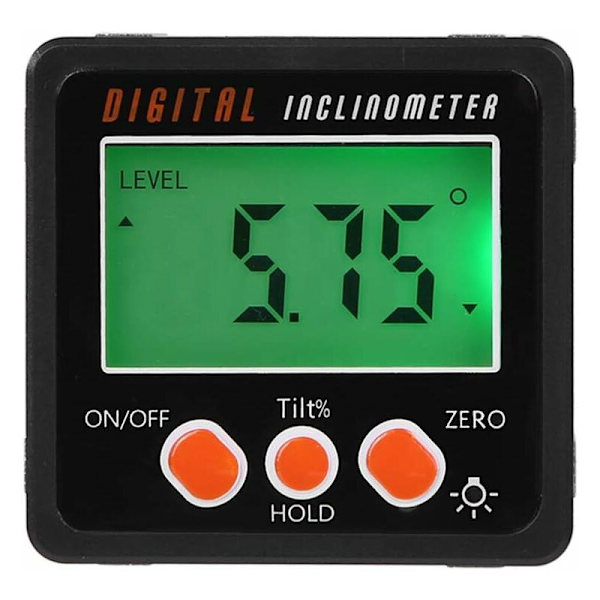 Vinkelmätning med LCD-display, horisontell vinkelmätare digital lutningsmätare, digital elektronisk nivåbox magnetbas, mätverktyg, svart KLB