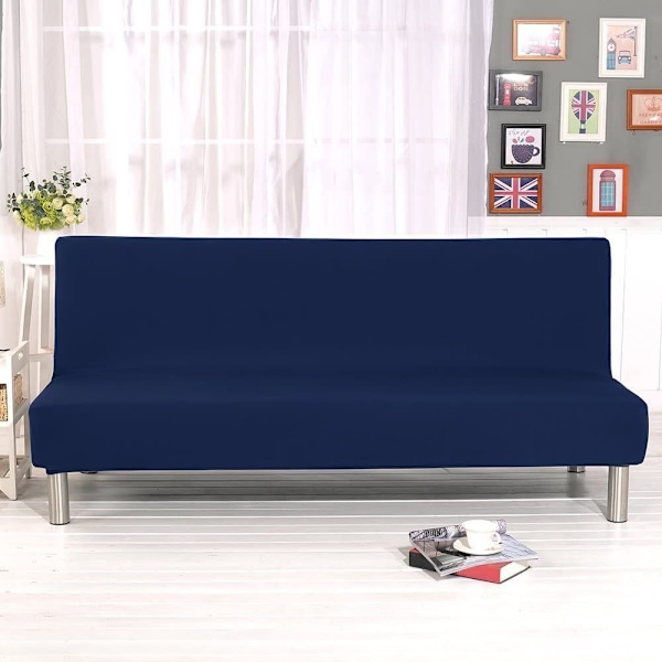 Elastisk Clic Clac-trekk til 3-seters sofa, ensfarget trekk til stue, marineblå