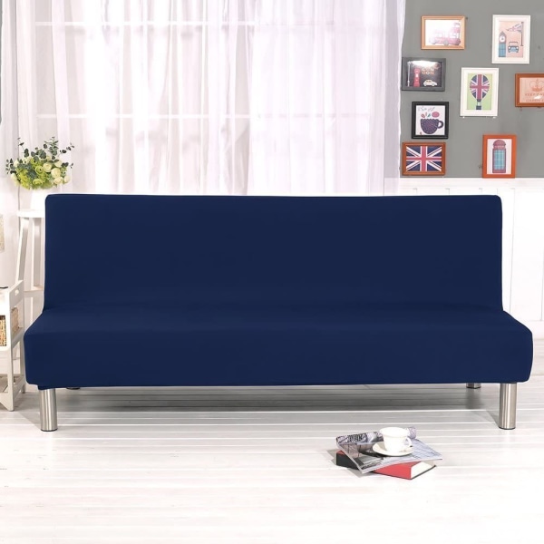 Elastiskt Clic Clac cover för 3-sits soffa, cover i enfärgat vardagsrum, marinblå
