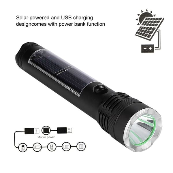 Aurinkokäyttöinen LED-taskulamppu, erittäin kirkas vedenpitävä taskulamppu KLB