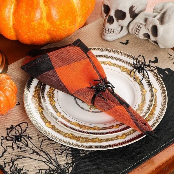 Spider Halloween Servietringe Metal Servietringe Sort 6Set