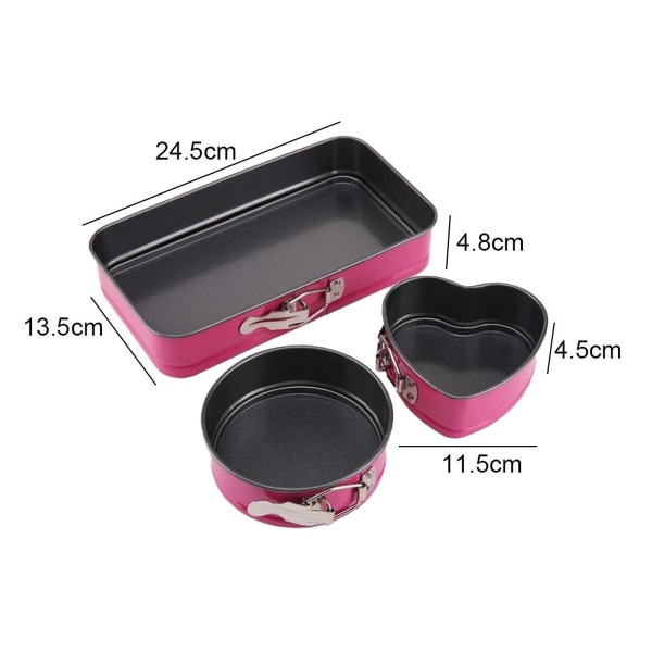 Mini non-stick springform med löstagbar botten, 3 delar, rosröd KLB