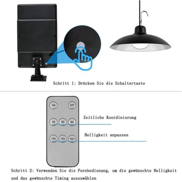 Solcelled hengende lamper for utendørs, 2 stk solcellelamper for utendørs