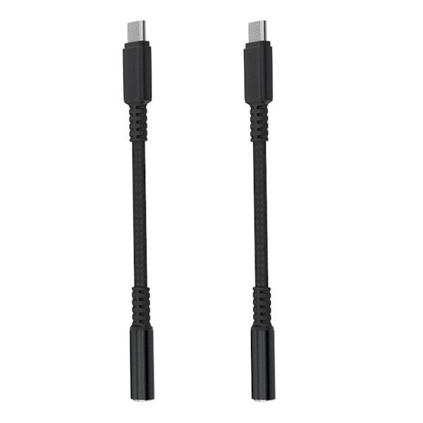 USB Type C til 3,5 mm Hovedtelefonadapter 2-pak USB Sort