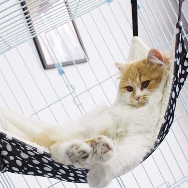 Hängmatta för katt, hängande säng för svart och vita prickar KLB