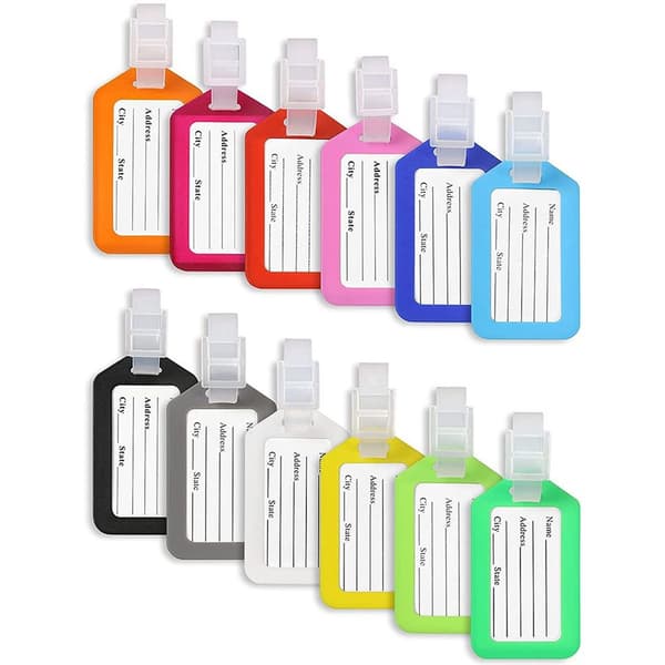Bagagetagg 12-pack med Justerbar Plast
