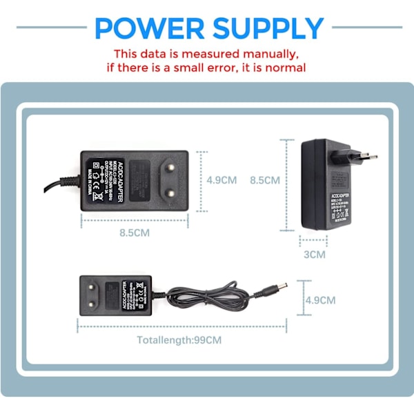 Strømforsyning 12V 3A Adapter 36W Transformer til LED-Strimler EU-Stik til COB 3528/5050 SMD LED-Strimler, AC100-240V Strømforsyning