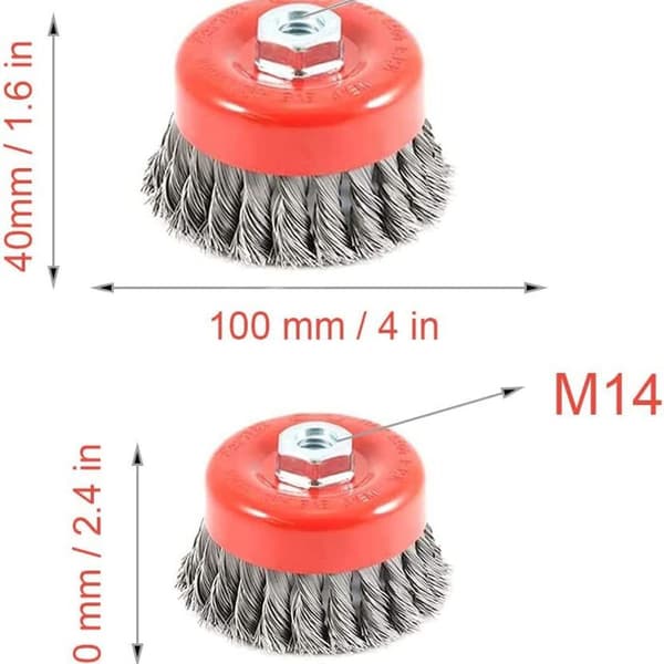 Vinkelsliper stålbørste, Ø 75 mm + Ø 100 mm vinkelsliper stålbørste
