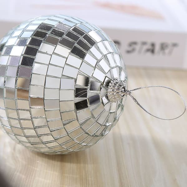 Sølv Disco Reflekterende Speil Julekuler 10cm KLB