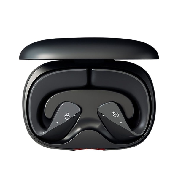 Open-Ear-hodetelefoner - Trådløse hodetelefoner med mikrofon for iPhone og svart