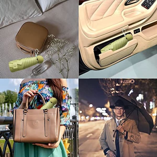 Ultra-lett mini regnsparaply kapsel etui - 5-folding - Matcha - Grønn KLB