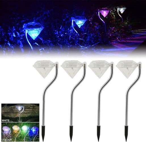 Solcellelampe til udendørs have, 4 x solcelle diamant udendørs havelys