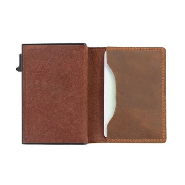 Stöldskyddsplånbok för herrkorthållare för AirTag (Craft Leather Brown