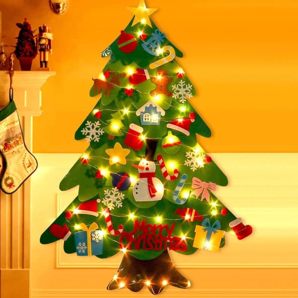 DIY filt julgran set med LED-slingor - barnens present KLB