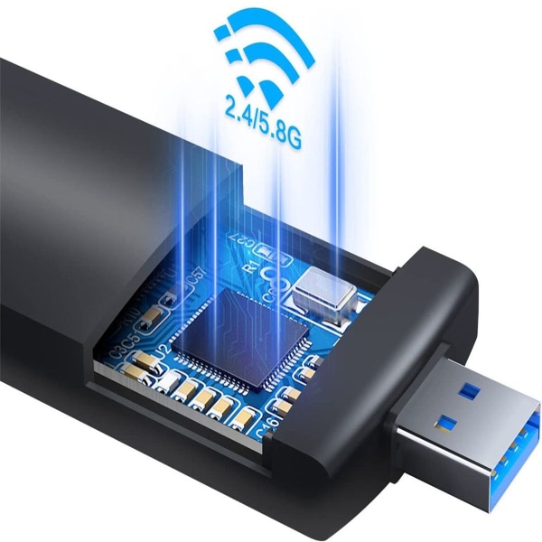 USB WLAN stick adapter for PC AC1300 Mbit/s med høy forsterkning 5 dBi antenne 867