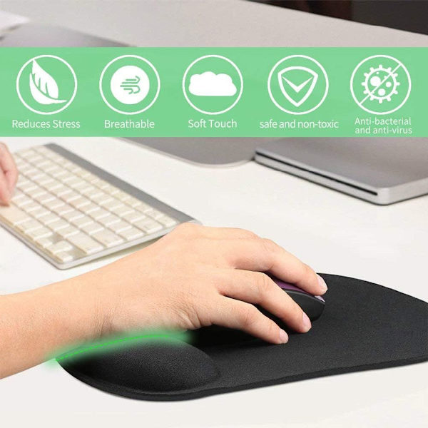 Musematte og håndleddsstøtte for tastatur, ergonomisk håndleddsstøtte,