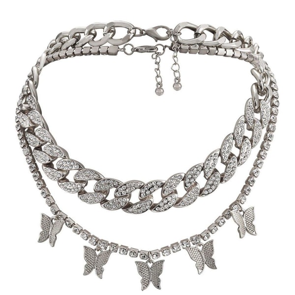 Halskæde med vedhæng retro krystal halskæde bøjler, gave til kvinder og piger