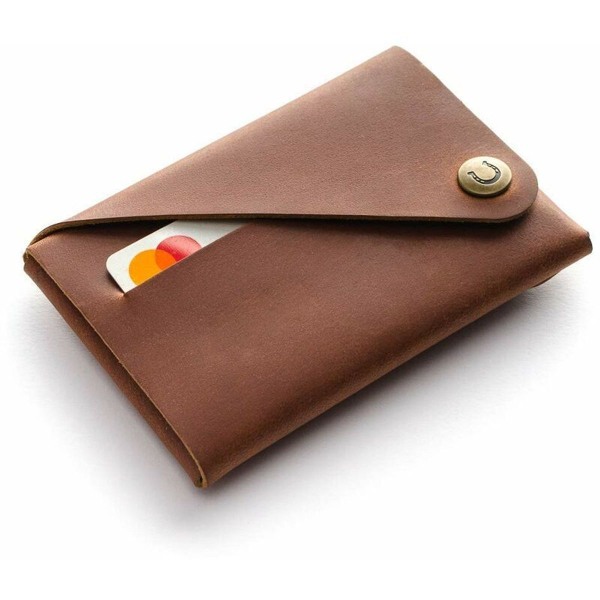 Minimalistisk lommebok/kortholder, brun Crazy Horse-kortholder