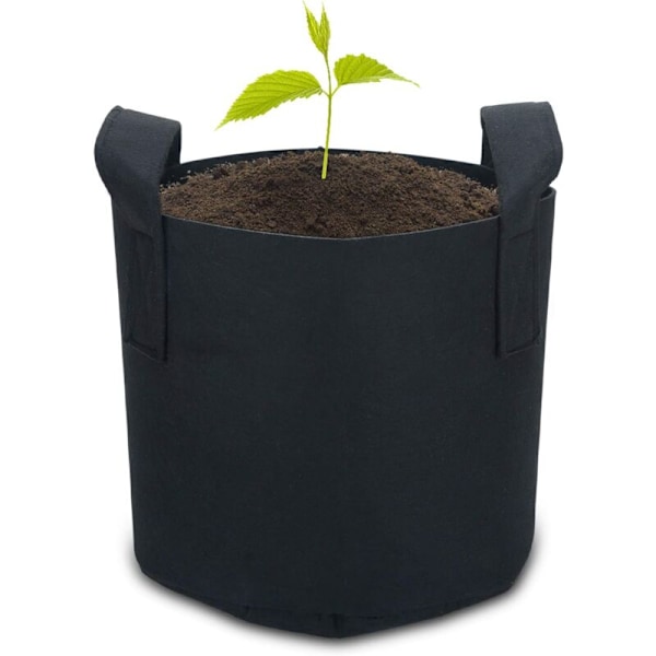 Sett med 5 planteposer i non-woven materiale - 38 liter - 10 gallon - 40 x 30 cm - Med bærehåndtak - For hage, drivhus, etc. - Plantepose KLB