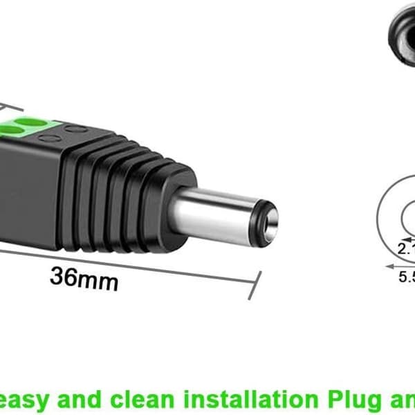 30 stk 12V/24V DC-plugg 5,5x2,1mm DC-strømadapter