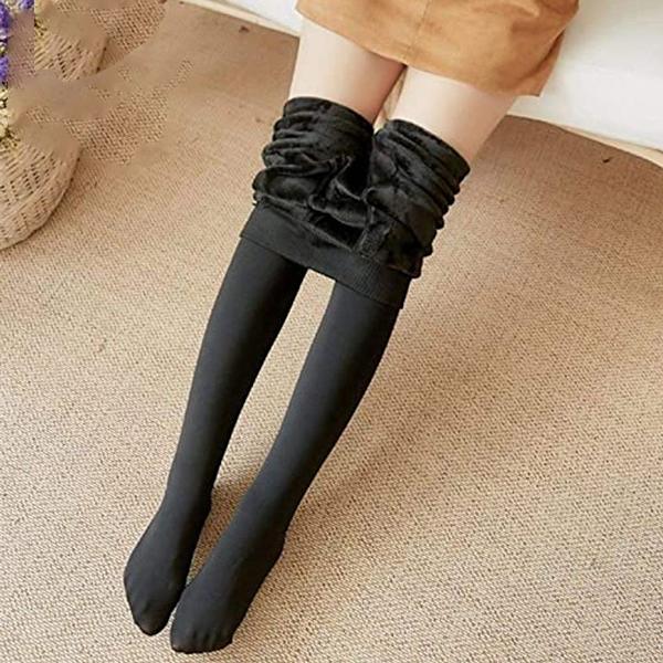 Dam vinter termiska tights med ogenomskinlig fleecefoder Svart-Foot KLB