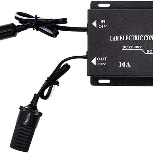Bilstrømomformer, 10A 24V til 12V Strømforsyning Trinn Ned Transformer KLB