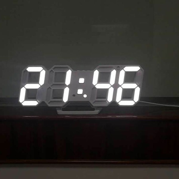 LED Digitalt Vækkeur 3D Dæmpbar Snooze Moderne Lydløst Vækkeur